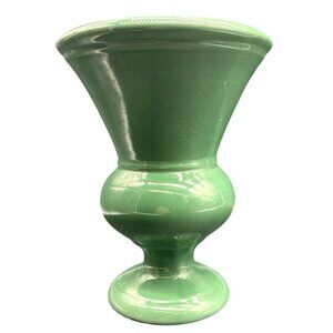 Vintage Haeger USA Forest Green Ceramic Pedestal Vase MCM Retro 8.5"H x 7"D